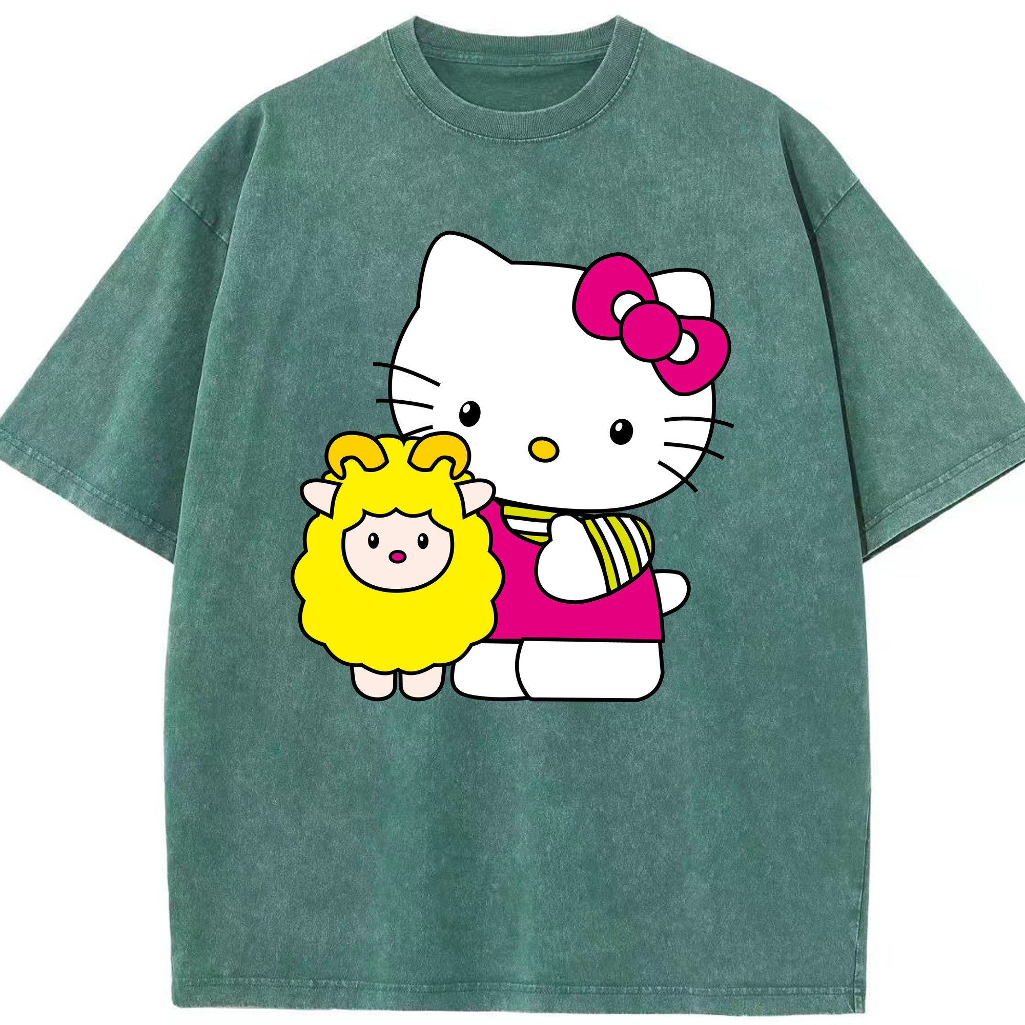 （画像用） Hello Kitty ハローキティ 綿100% ヴィンテージ風 半袖Tシャツ（フロントプリント）